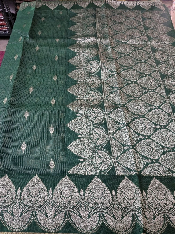Pure Mushru Tissue Kota Designer  - dark green