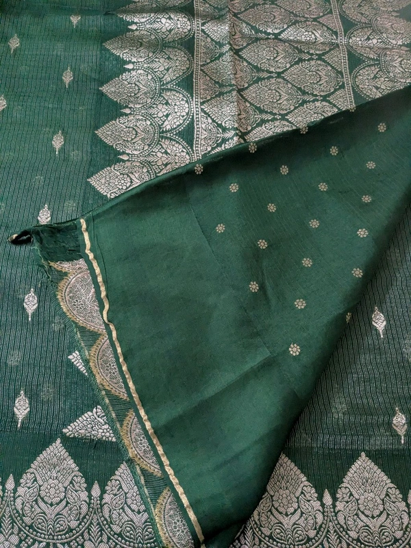 Pure Mushru Tissue Kota Designer  - dark green