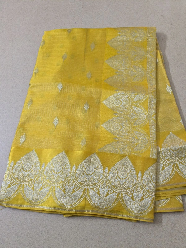 Pure Mushru Tissue Kota Designer  - Gold