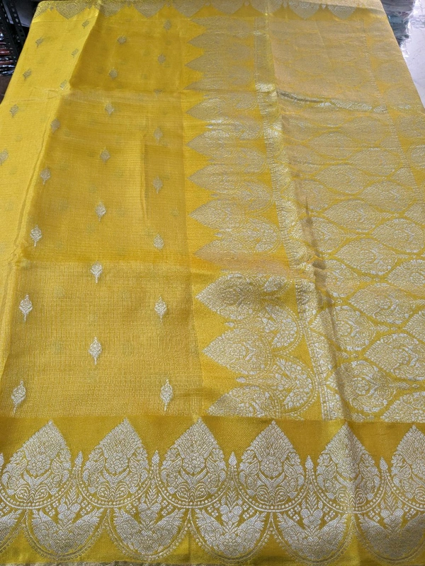 Pure Mushru Tissue Kota Designer  - Gold