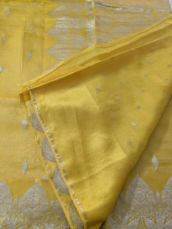 Pure Mushru Tissue Kota Designer  - Gold