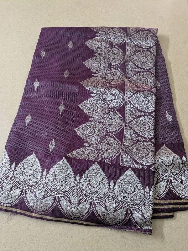 Pure Mushru Tissue Kota Designer  - Purple