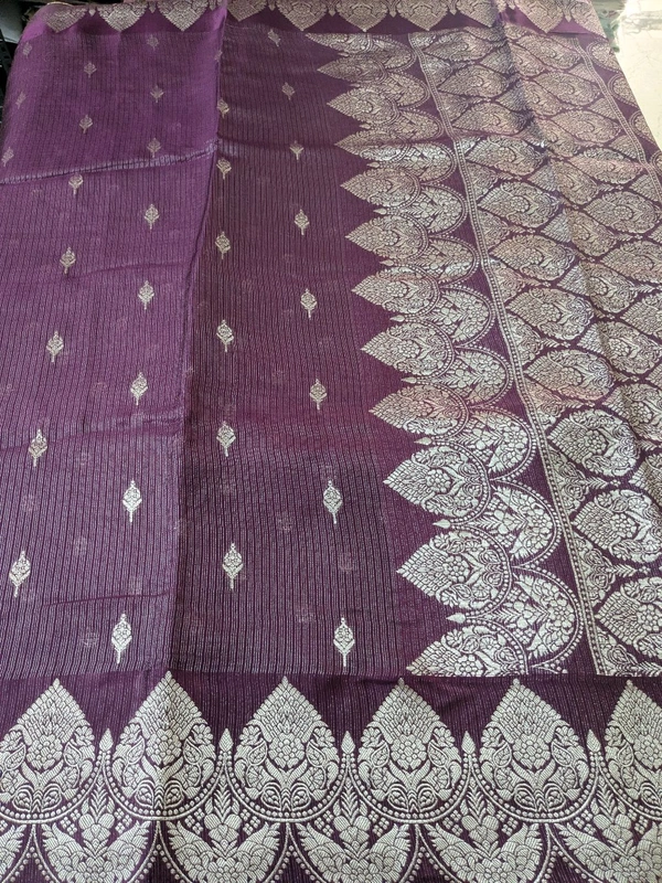 Pure Mushru Tissue Kota Designer  - Purple