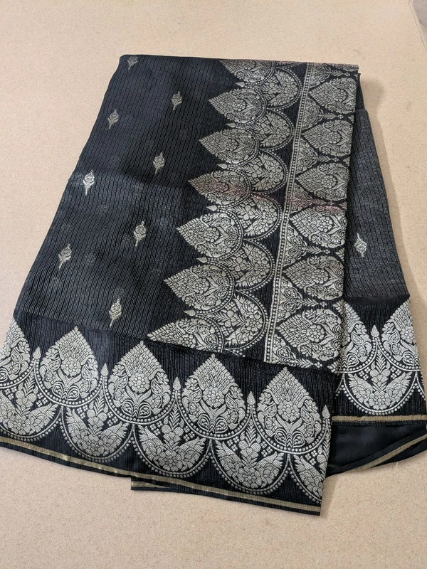 Pure Mushru Tissue Kota Designer  - Black