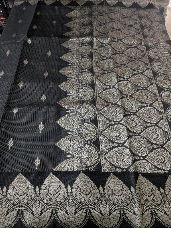 Pure Mushru Tissue Kota Designer  - Black