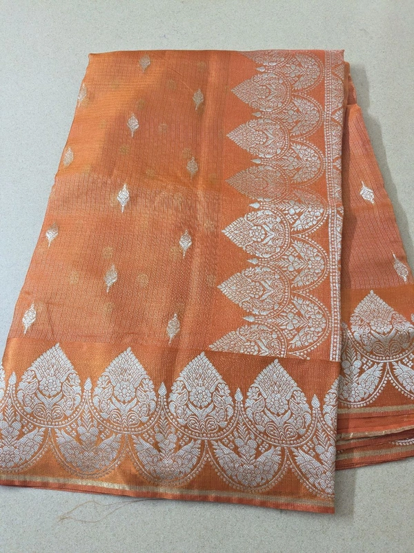 Pure Mushru Tissue Kota Designer  - orange