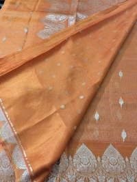 Pure Mushru Tissue Kota Designer  - orange