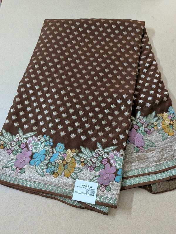 Pure Designer Georgette  - Brown