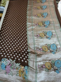 Pure Designer Georgette  - Brown