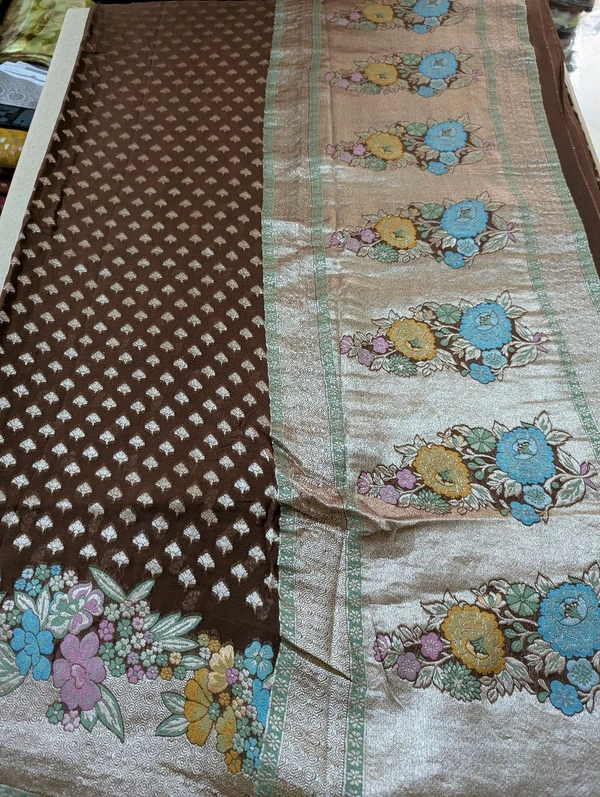 Pure Designer Georgette  - Brown