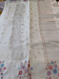 Designer Mushru Kota With Meena - White