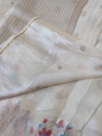 Designer Mushru Kota With Meena - White