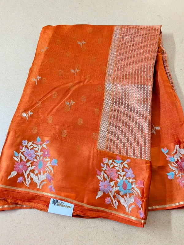 Designer Mushru Kota With Meena - Orange