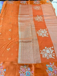 Designer Mushru Kota With Meena - Orange