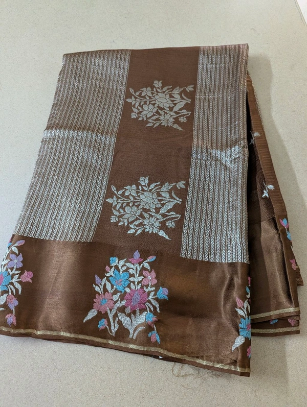 Designer Mushru Kota With Meena - Brown