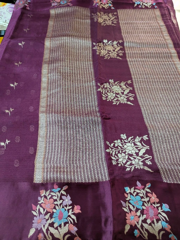 Designer Mushru Kota With Meena - Purple