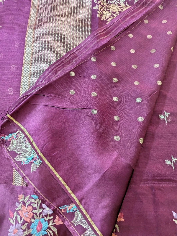 Designer Mushru Kota With Meena - Purple