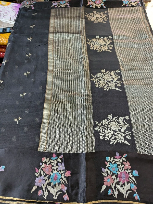 Designer Mushru Kota With Meena - Black