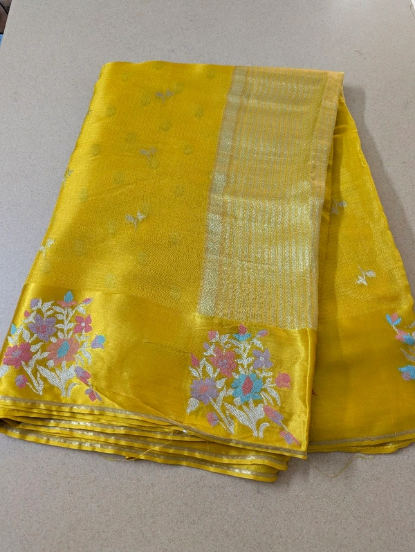 Designer Mushru Kota With Meena - Gold