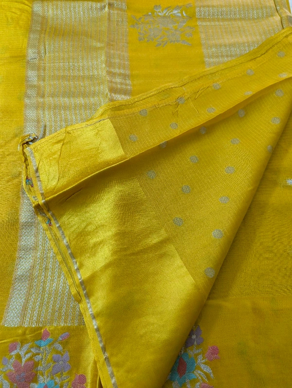 Designer Mushru Kota With Meena - Gold