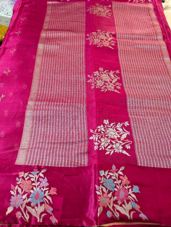 Designer Mushru Kota With Meena - pink