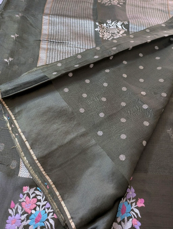 Designer Mushru Kota With Meena - Thatch Green