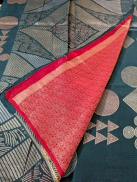 Pure Manipuri Kora Designer  - Vz, Dark green