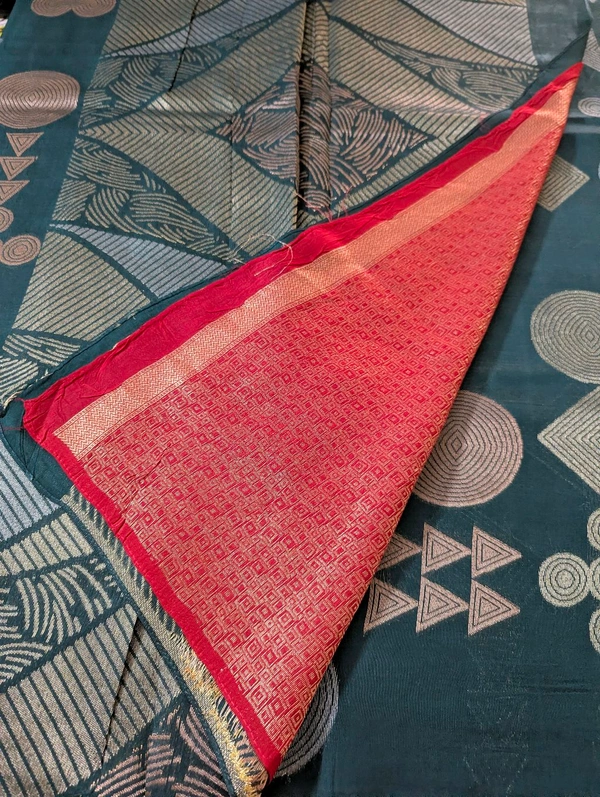 Pure Manipuri Kora Designer  - Vz, Dark green