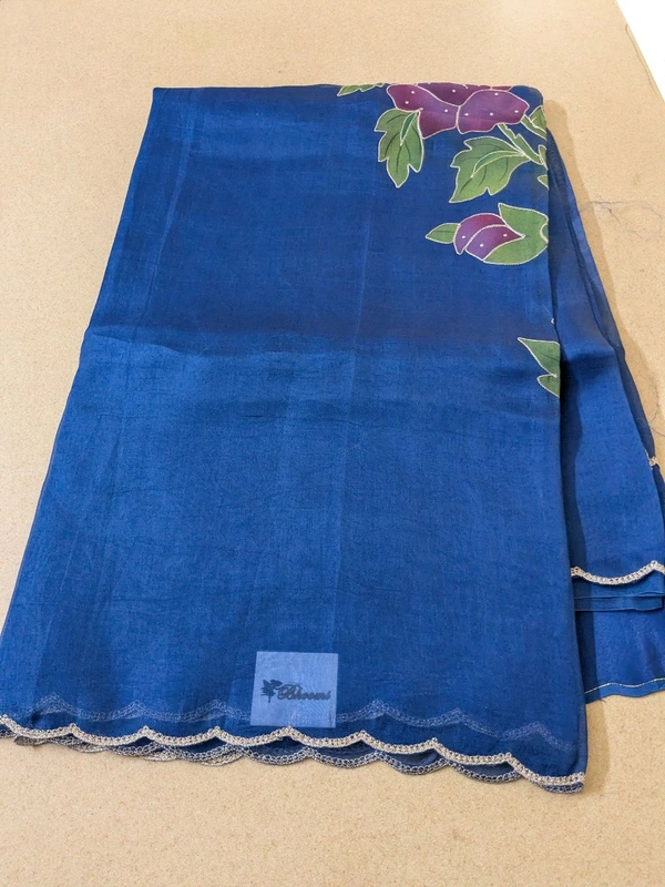Pure Handloom Designer Organza  - Blue