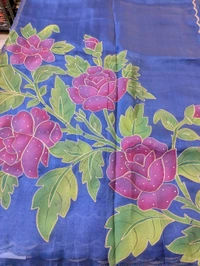 Pure Handloom Designer Organza  - Blue