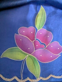 Pure Handloom Designer Organza  - Blue