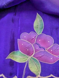 Pure Handloom Designer Organza  - Pigment Indigo