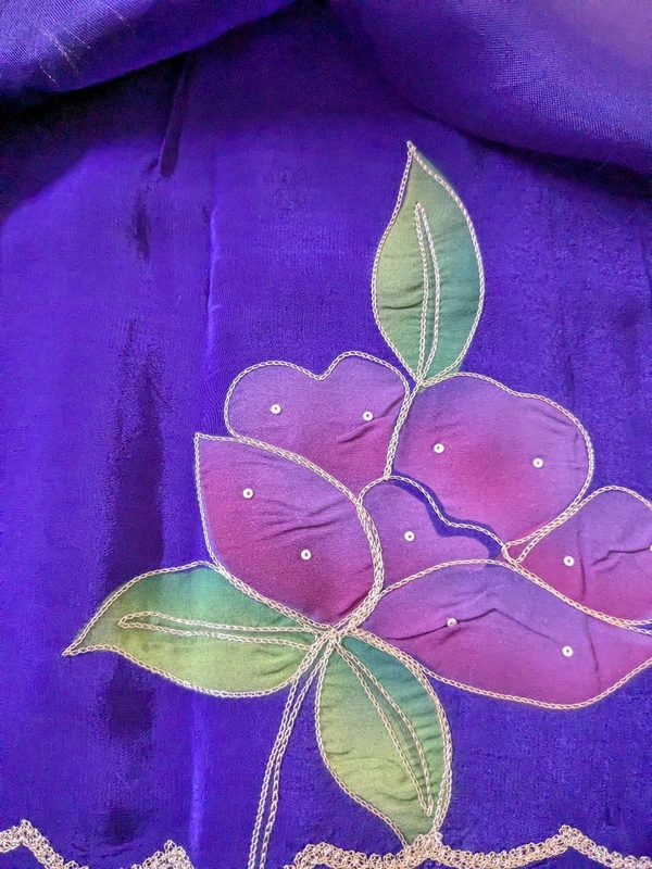 Pure Handloom Designer Organza  - Pigment Indigo