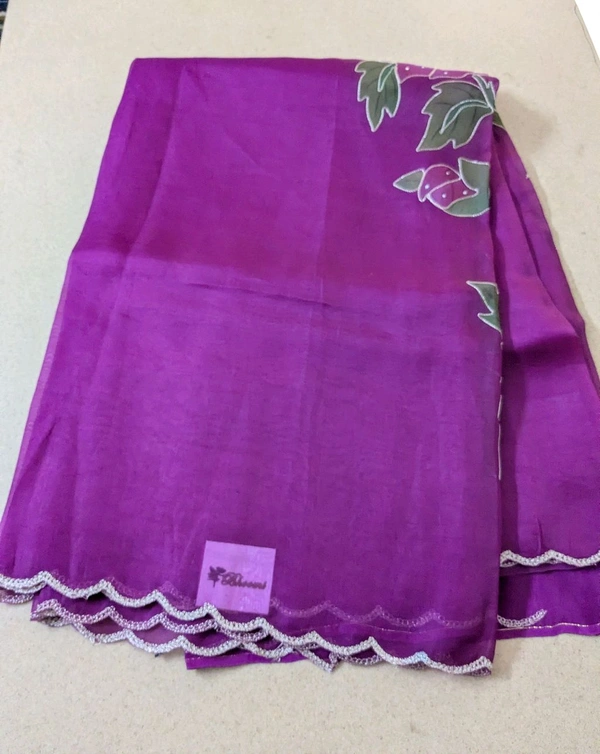 Pure Handloom Designer Organza  - Purple
