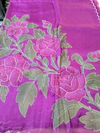 Pure Handloom Designer Organza  - Purple