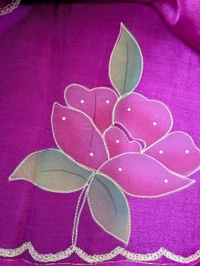 Pure Handloom Designer Organza  - Purple