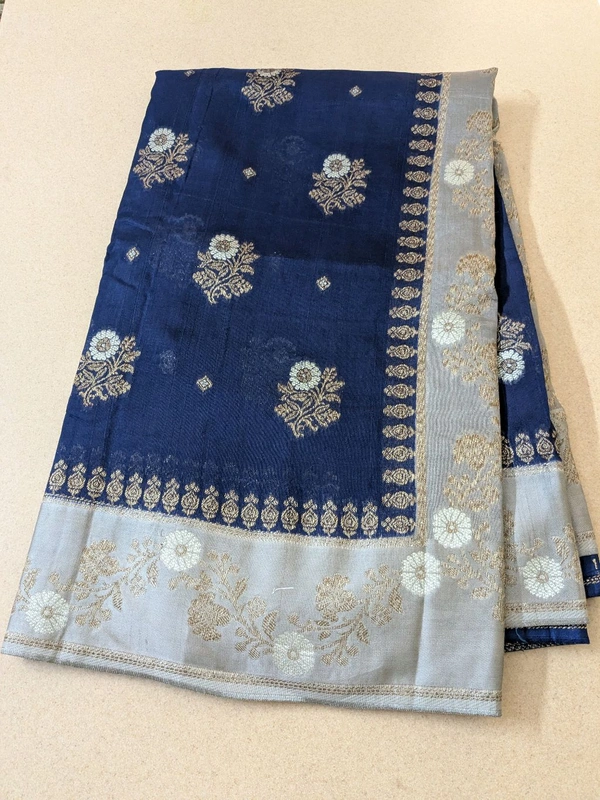 Tissue Georgette  - Gray and navy blue