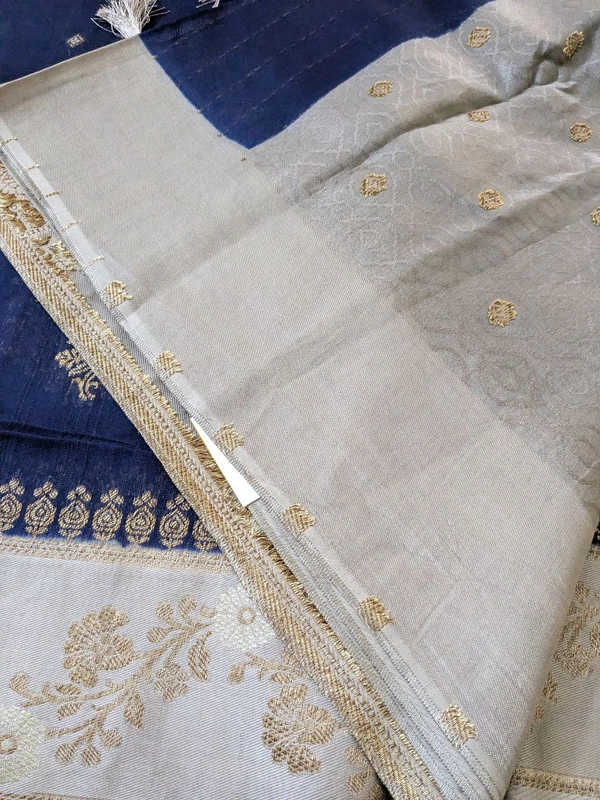 Tissue Georgette  - Gray and navy blue