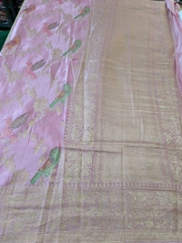 Pure Mushru With Meena Designer  - Pink Lace