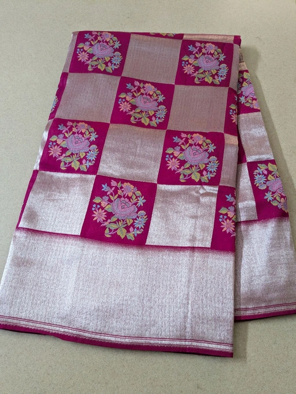 Pure Tissue With Meena Reshma Work - pink