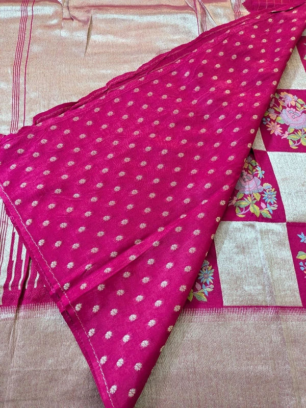Pure Tissue With Meena Reshma Work - pink