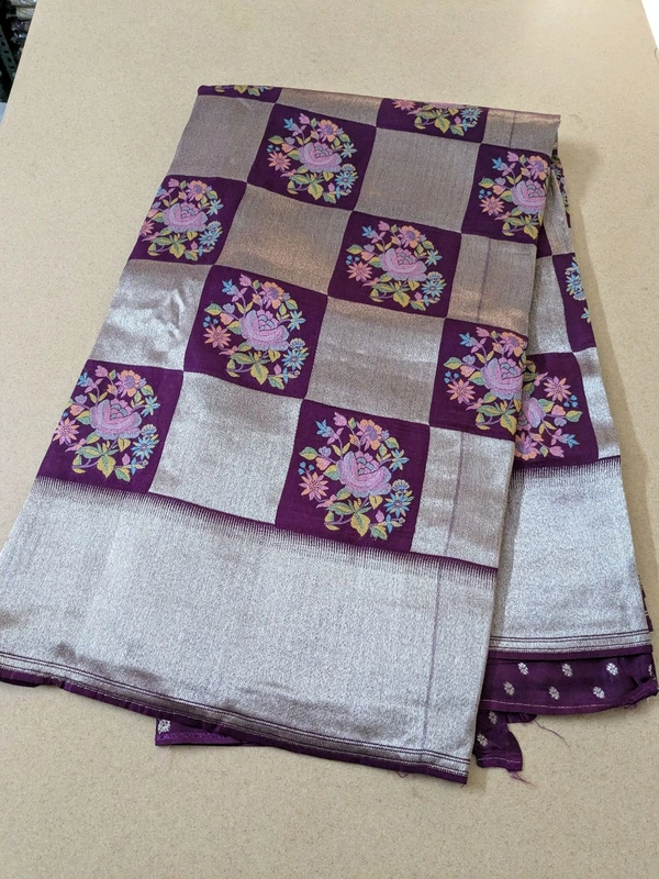 Pure Tissue With Meena Reshma Work - Purple