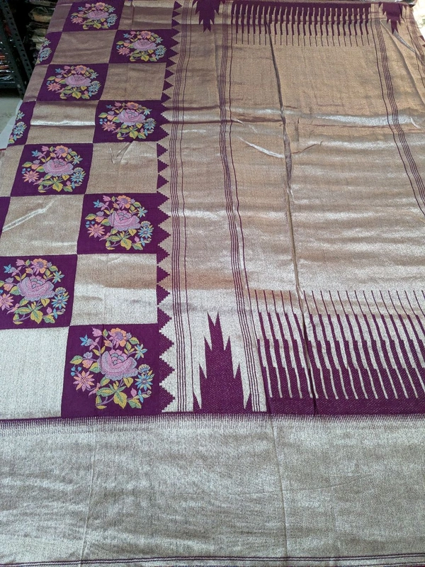 Pure Tissue With Meena Reshma Work - Purple