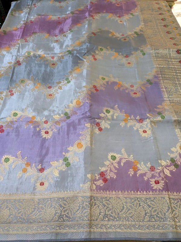 Pure Designer Beneras Soft Pattu - Vz, Gray