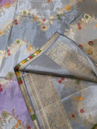 Pure Designer Beneras Soft Pattu - Vz, Gray