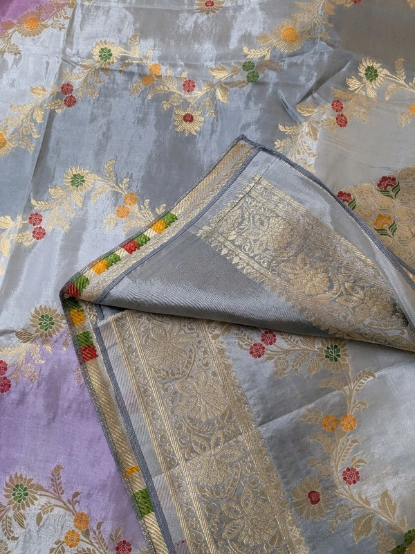 Pure Designer Beneras Soft Pattu - Vz, Gray