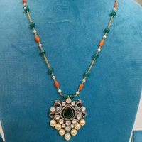 Designer Beads Set With Mossanite Pendant 