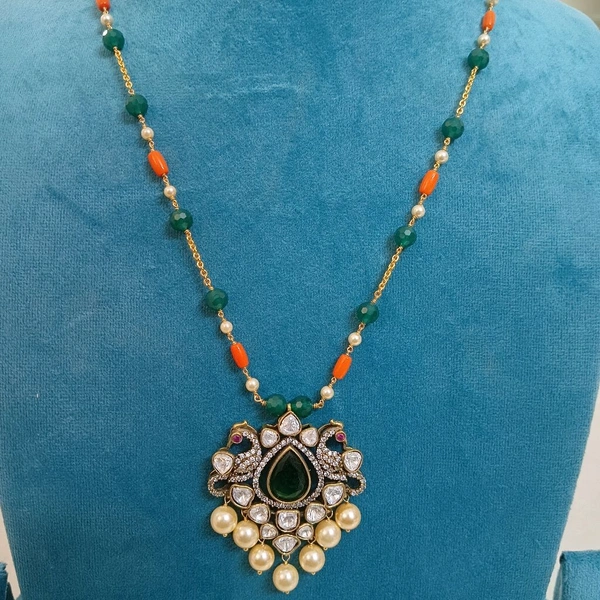 Designer Beads Set With Mossanite Pendant 