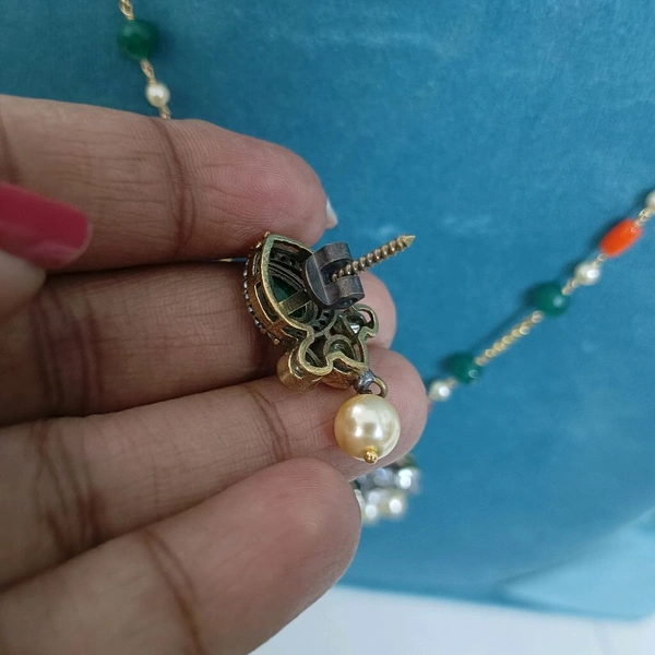 Designer Beads Set With Mossanite Pendant 