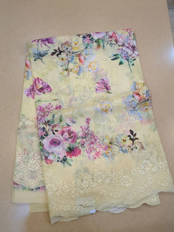 silk kota embroidary - Yellow